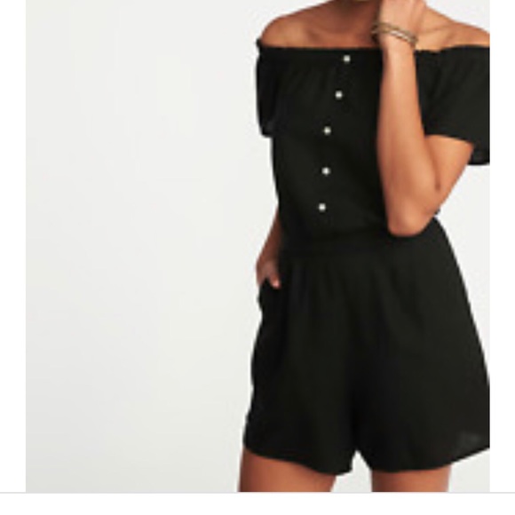 Old Navy Pants - MWOT Old Navy Black Linen Romper Size M